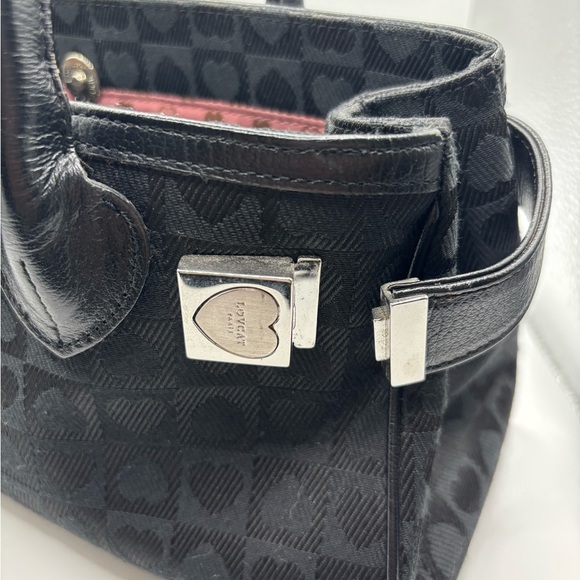 Lovecat Black Purse Handbag Pocketbook Hearts Silver Hardware - Picture 3 of 9